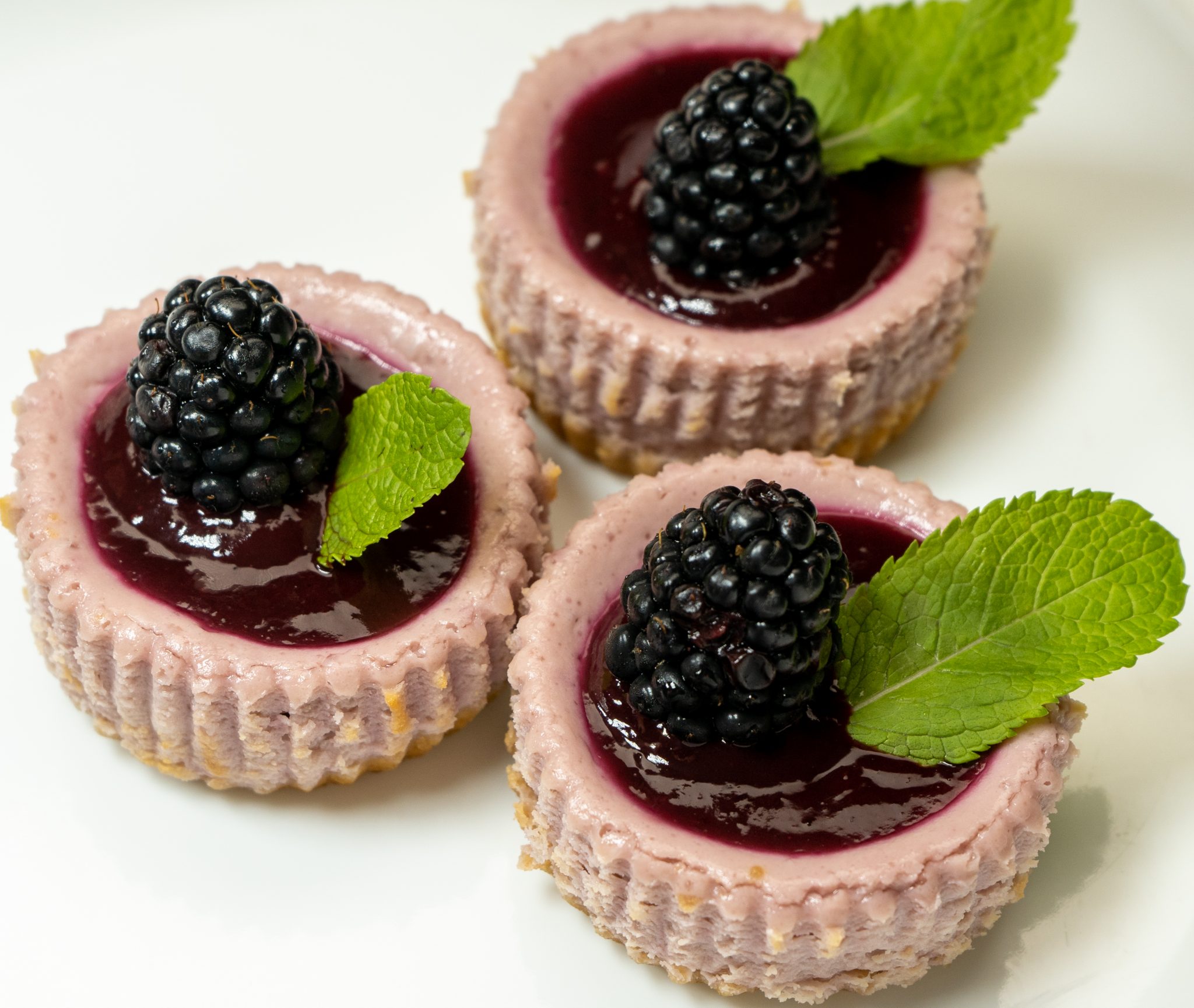 Miniature Blackberry Cheesecakes